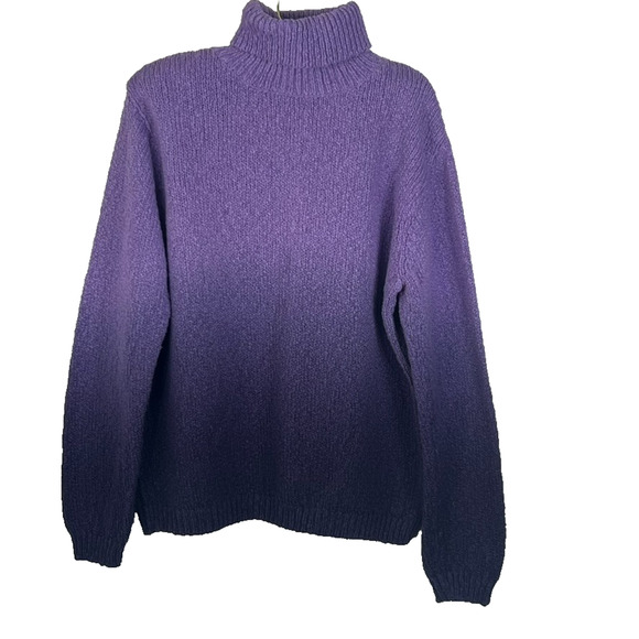 Vintage Talbots Sweater Women's XL Ombre Purple Turtle Neck Textured Thick Knit - Picture 1 of 7